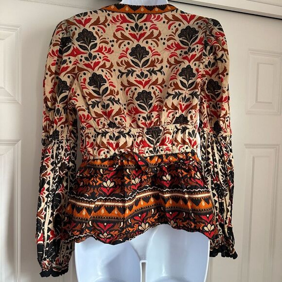 Farm Rio x Anthropologie Long-Sleeve V-Neck Printed Blouse - Picture 7 of 8